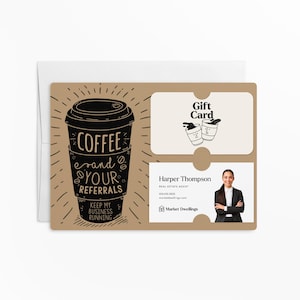 LOT de cartes-cadeaux café et porte-cartes de visite | de voeux avec enveloppe | Marketing des agents immobiliers | Promouvoir une entreprise | M3-M008