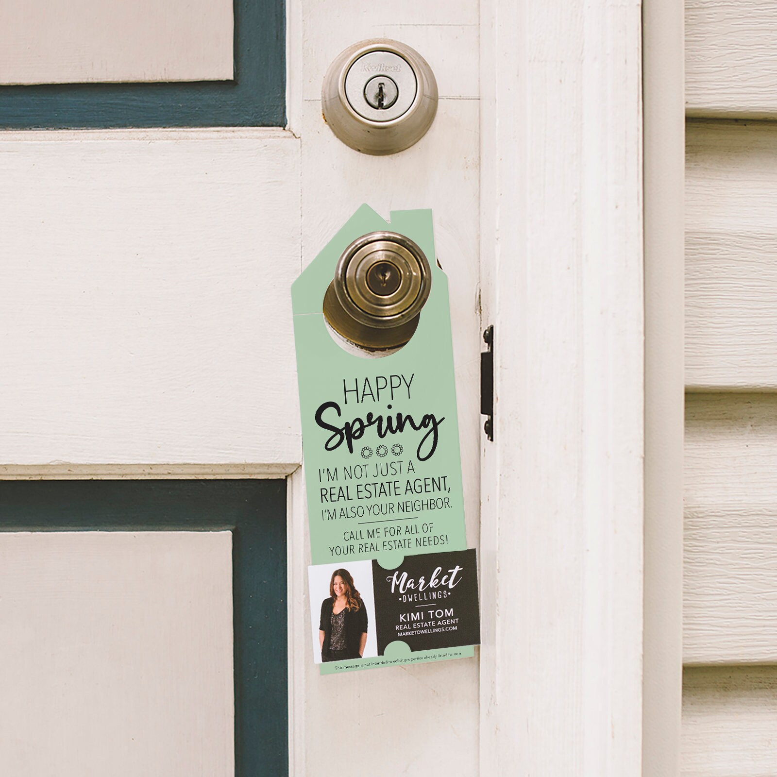 Happy Spring Neighbor Door Hanger Real Estate Agents Real Etsy