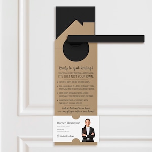 Ready to Quit Renting Real Estate Door Hangers Tag | Real Estate Agent | Door Knocking | Insert Business Card | Real Estate Tag | 16-DH002