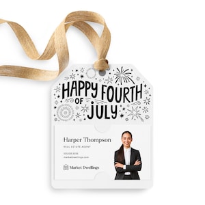 Joyeux 4 juillet Pop par tags | Été | Parrainage Afficher | Étiquette-cadeau client | Marketing immobilier de juillet | 113-GT001