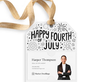 Happy 4th of July Pop By Tags | Summer | Referral Pop By | Client Gift Tag | July Real Estate Marketing | 113-GT001