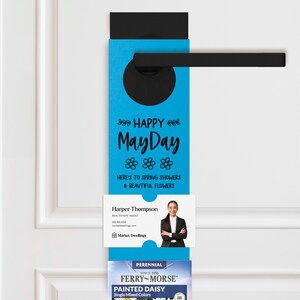 Accrocheurs de porte Happy May Day pour paquets de graines | MayDay Agents immobiliers, hypothèques, assurances | Toile de porte | Pop printanière | 3-DH003