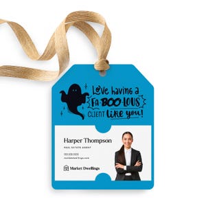 Love Having a Fa-BOO-lous Client Like You Gift Tag | Real Estate Agent, Mortgage | Halloween Pop By Tags | Fall Pop By | H4-GT001