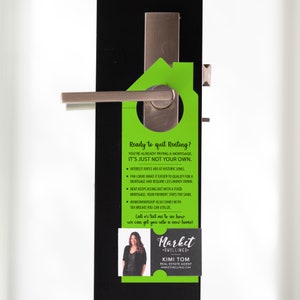 Ready to Quit Renting Real Estate Door Hangers Tag | Real Estate Agent | Door Knocking | Insert Business Card | Real Estate Tag | 16-DH002