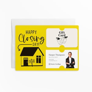 LOT de cartes-cadeaux et porte-cartes de visite Happy Closing Day | Mailer avec enveloppe | Marketing de carte de voeux d'agent immobilier | M41-M008
