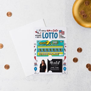 SET of Happy 4th of July Lotto Mailer w/ Envelope | Lotto Scratch Off Ticket Pop By | Real Estate Mortgage Insurance | M1-M002