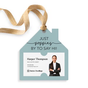 Just Popping By To Say Hi | Popcorn Tags for Clients | Real Estate Agent Gifts | Promote Business | Pop By Tags | Real Estate | 19-GT004