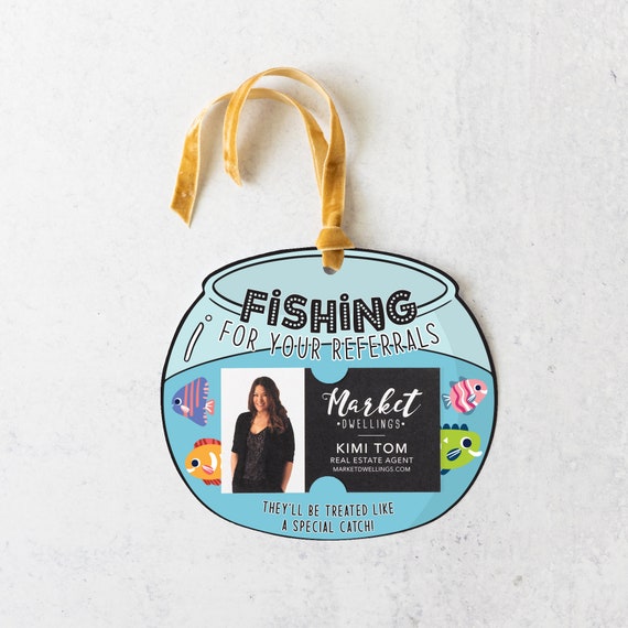 Fishing for Your Referrals Colorful Gift Tag Insert Business Card Pop by  Tag Real Estate Agent, Mortgage Lender, Marketing 1-GT002 