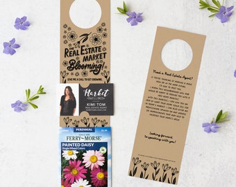 The Real Estate Market Is Blooming! Door Hangers | Spring Real Estate | Flower Seed Packet Pop By Marketing | 8-DH003