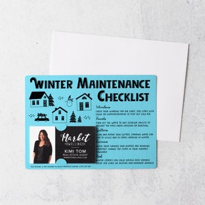 Set of Winter Maintenance Checklist  Mailers | Winter Insurance Mortgage Real Estate | Envelopes Included | M28-M004