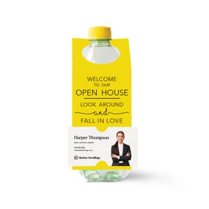 Bottle Hang Tags for Open Houses & Real Estate Agents | Real Estate Agent Gifts | Promotional Business Cards | 1-BT001