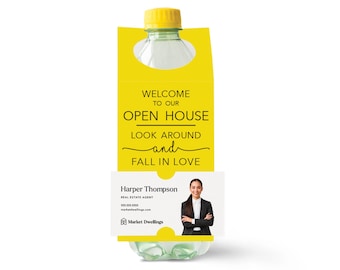 Bottle Hang Tags for Open Houses & Real Estate Agents | Real Estate Agent Gifts | Promotional Business Cards | 1-BT001