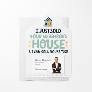 Lot d'enveloppes Je viens de vendre pour la maison de votre voisin | Marketing des agents immobiliers | Insérez votre carte de visite | M37-M001