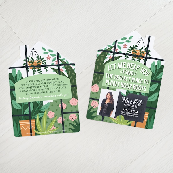 Perfect Place To Plant Your Roots Real Estate Mailers w/ Envelopes | Floral Real Estate Marketing | Insert your business card | M51-M001