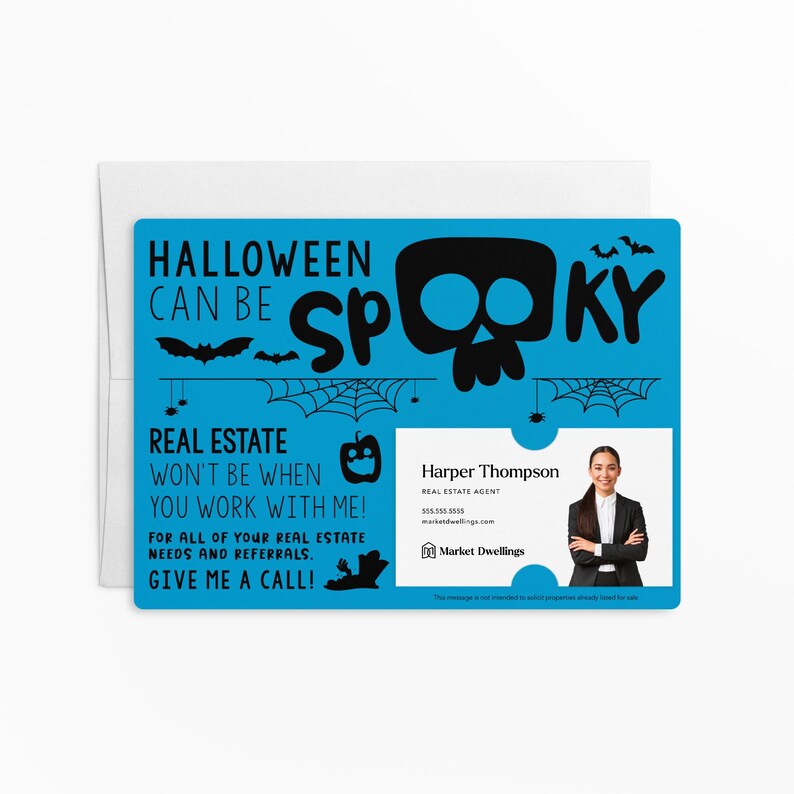 a business card with a skull on it