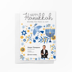 Lot d'emballages colorés Happy Hanukkah | Agent immobilier, hypothèque, marketing d'assurance | Promouvoir une entreprise | 'Hanoucca | Envoi postal | M35-M007