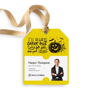 I'll Always Carve Out Time for You & Your Referrals Gift Tag | Real Estate Agent, Mortgage | Halloween Pop By Tags | Referrals | H2-GT001