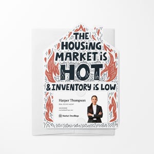 Lot d'articles Le marché de l'habitation est chaud et les stocks sont bas Envois avec enveloppes | Marketing des agents immobiliers | Double face | M32-M001