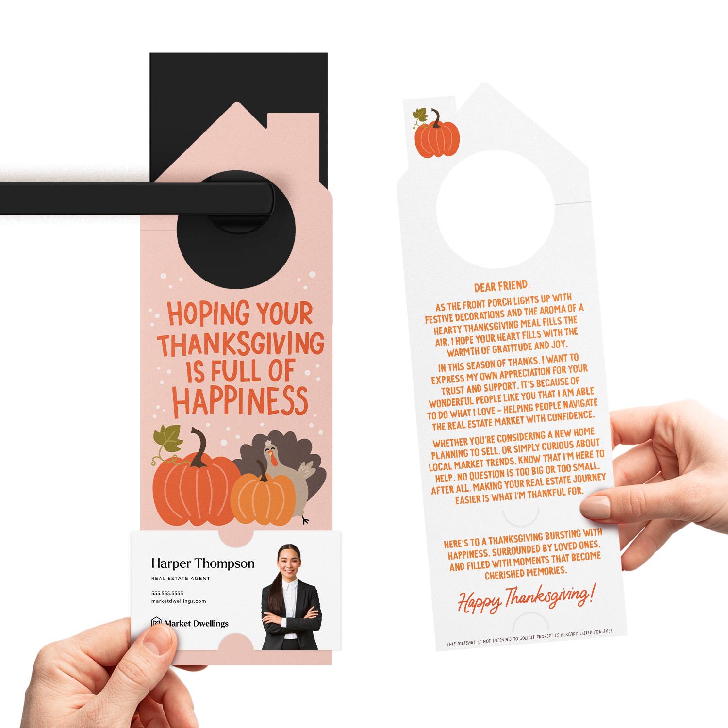 Hoping Your Thanksgiving is Full of Happiness Door Hangers | Thanksgiving Real Estate Pop By Marketing | 304-DH002
