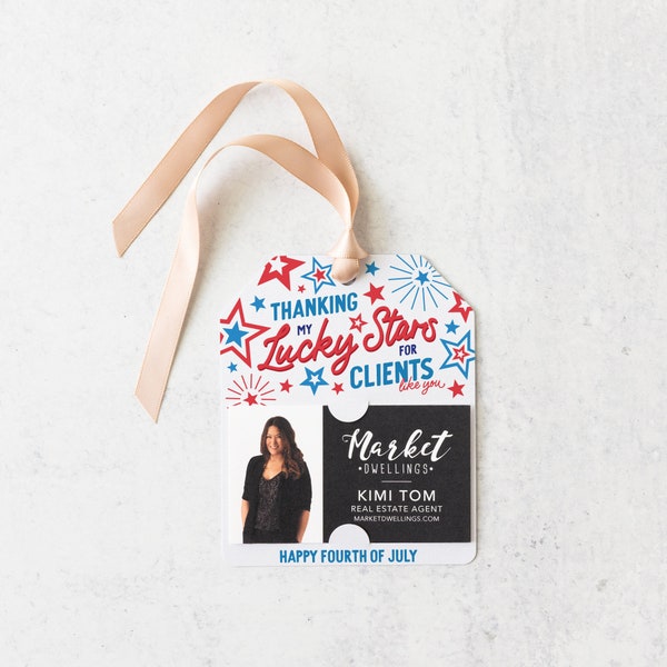 Thanking My Lucky Stars For Clients Like You Gift Tags | 4th Of July Insurance Mortgage Real Estate Creative Pop By Marketing | 220-GT001