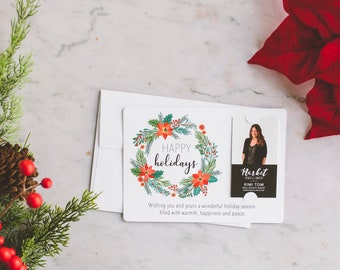 Vertical SET of Happy Holidays w/ Colorful Wreath Mailer | Real Estate Agent, Mortgage, Insurance Marketing | Mailable | M1-M005