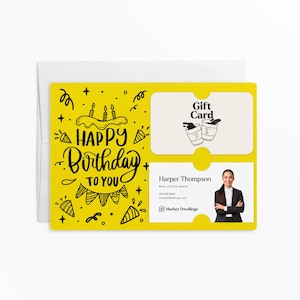 LOT de cartes-cadeaux Joyeux anniversaire et porte-cartes de visite | Carte d'anniversaire avec enveloppe | Commercialisation | Promouvoir Porte-cartes de visite | M24-M008