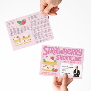 Jeu de cartes de recette de shortcake aux fraises avec enveloppes | Marketing des agents immobiliers | Expéditeur | Annonces immobilières | M96-M003