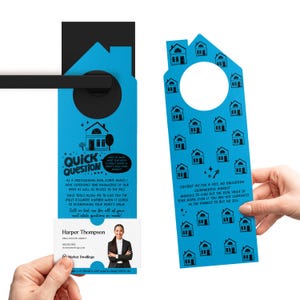 Quick Question Real Estate Door Hangers | Real Estate Marketing | Insert a business card | Pop By | 72-DH002