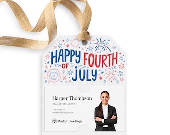 Happy 4th of July Pop By Tags | Summer Pop By Tag | Fourth of July | Client Gift Tag | July Real Estate Marketing | 112-GT001