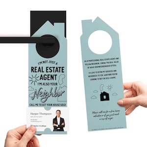 Je ne suis pas seulement un agent immobilier, je suis aussi votre voisin Accroche-porte | Promotion immobilière par marketing de quartier | 193-DH002