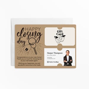 LOT de cartes-cadeaux et porte-cartes de visite Happy Closing Day | Mailer avec enveloppe | Marketing de carte de voeux d'agent immobilier | M1-M008