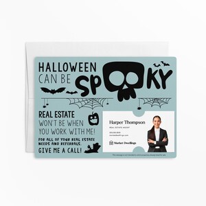 a business card with a skull on it