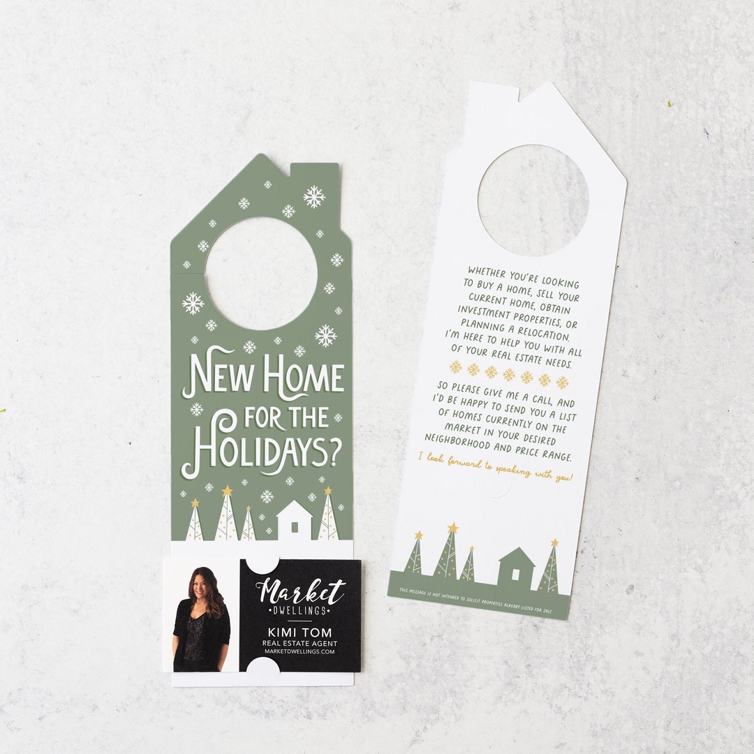 New Home for the Holidays Door Hangers Christmas Winter Real Estate 132