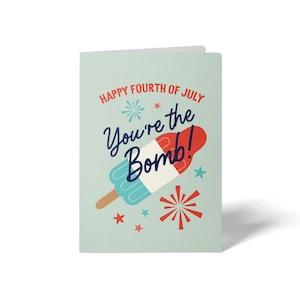 Ensemble de joyeux 4 juillet | C'est toi la bombe ! Cartes de voeux | Enveloppes incluses | 4 juillet assurance hypothèque immobilière | 55-GC001