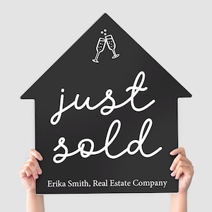 Customizable | Just Sold Real Estate House Sign | Real Estate Agent Photo Prop | Marketing Signage | DSY-15-AB-3