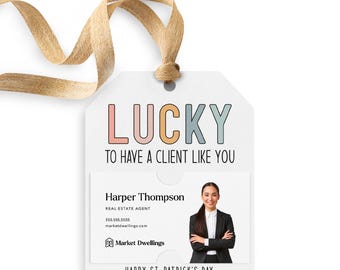 Lucky to Have A Client Like You Pastel Rainbow Gift Tag | St. Patrick's Day Pop By Tag | Real Estate Mortgage Pop By Tags | SP5-GT001