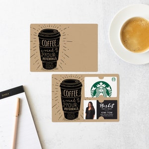 SET of Coffee Gift Card and Business Card Holder | Greeting Card with Envelope | Real Estate Agent Marketing | Promote Business | M3-M008