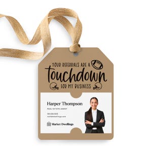 Your Referrals are a Touchdown For My Business Football Gift Tags | Insert Your Business Card | Client Gift Tag | Fall Pop By | 78-GT001
