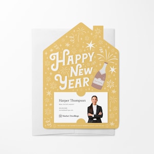 Ensemble d'emballages Happy New Year | Immobilier Nouvel An | Enveloppes incluses | Marketing immobilier Afficher | M86-M001-AB