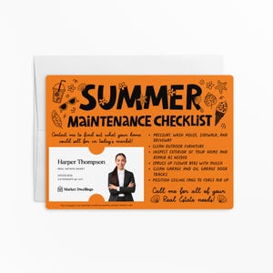 Set of Hello Summer Checklist Mailers w/Envelopes | Business Card Mailer | Real Estate Summer Checklist | Real Estate Pop By | M15-M004