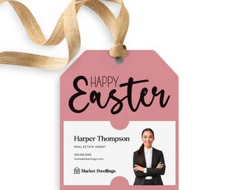 Happy Easter Gift Tags | Pop By Tags | Real Estate Agent, Mortgage Lenders, Insurance Marketing Insert Your Business Card | E2-GT001