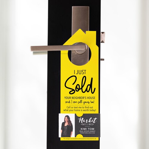 I Just Sold Your Neighbor's House Door Hanger | Real Estate Agents | Door Knocking | Promotional Business Card | Pop By | 3-DH002