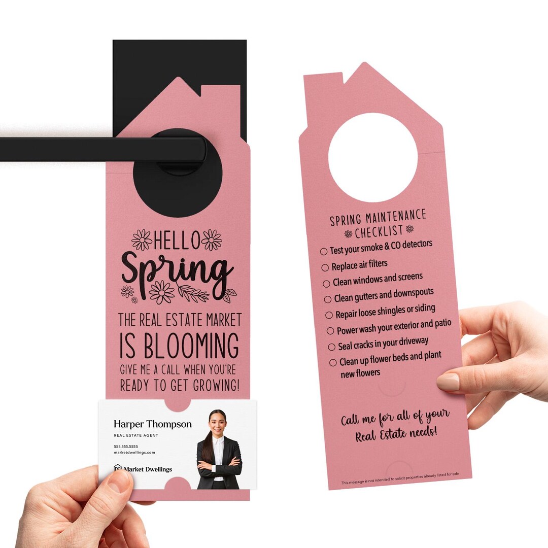 Hello Spring Checklist Door Hanger | Real Estate Agents | Real Estate ...