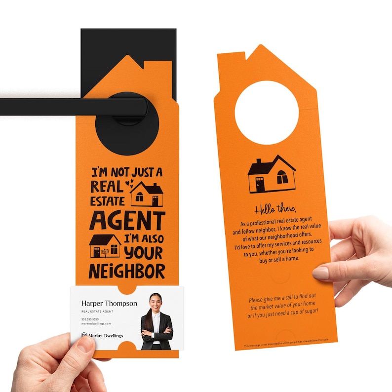 a door hanger that has a picture of a house on it