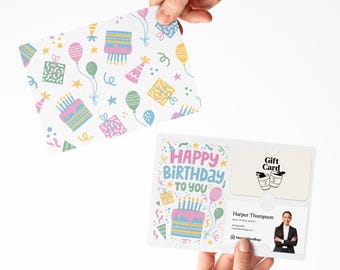 SET of Happy Birthday Gift Card and Business Card Holder | Greeting Cards w/ Envelopes | Client Gift | Birthday Card | M68-M008