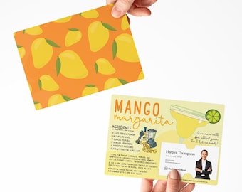 SET of Mango Margarita Recipe Card w/ Envelopes | Real Estate Agent Marketing | Mailer | Real Estate Pop By | M58-M003