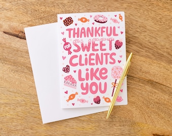SET of Thankful for Sweet Clients Like You Greeting Cards w/ Envelopes | Insert Business Card | Valentine's Real Estate Client | 27-GC001