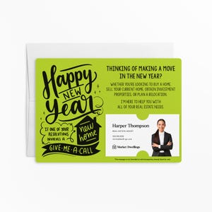a card with a picture of a man in a suit