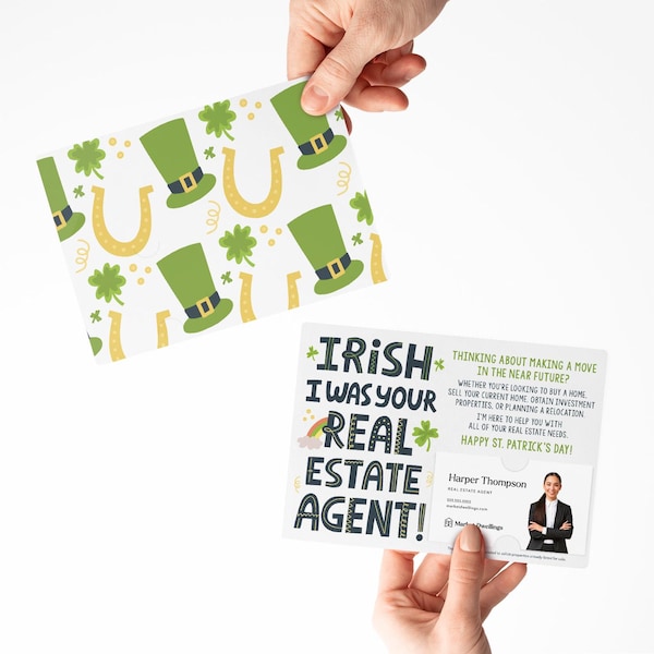SET of Irish I was Your Real Estate Agent Mailers with Envelopes | St. Patrick's Day Real Estate Agent Mailer | Client Pop By | SP5-M003
