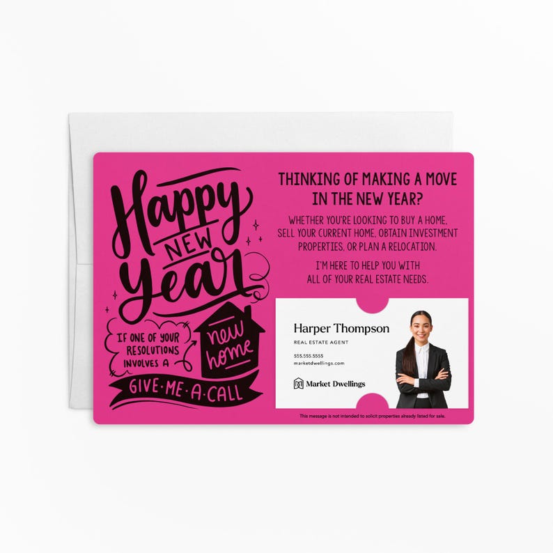 a happy new year card with a picture of a man in a suit
